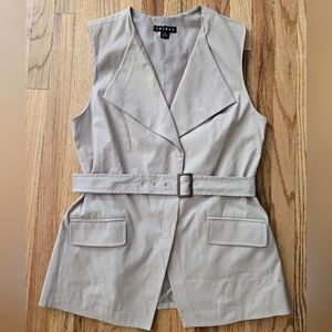Tribal sleeveless tailored blazer with tie waist Khaki Collared Size 6 Vest